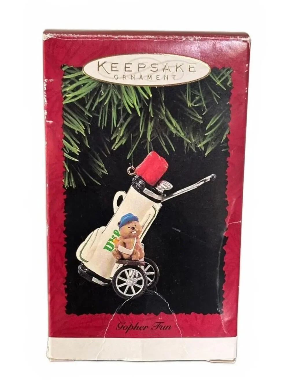 1995 Hallmark Gopher Fun Wilson Golf Bag Golfer Ornament QX5887 w Box